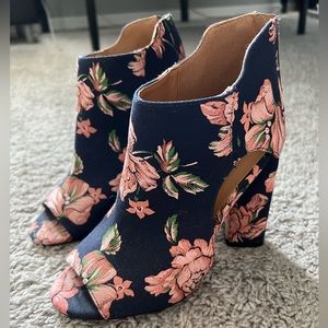 Open-Toed Floral Booties